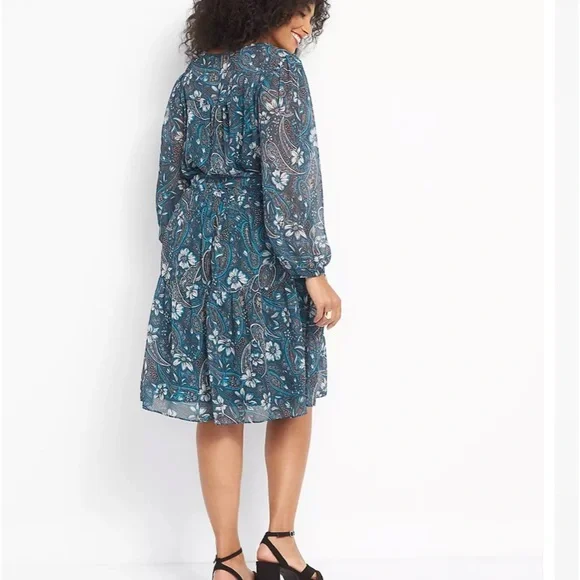 Liberty Paisley No-Peek Long Sleeves Tiered Dress
